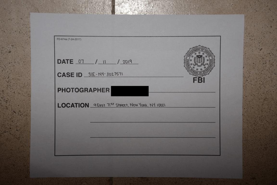 FBI case photograph documenting a location connected to the Epstein investigation